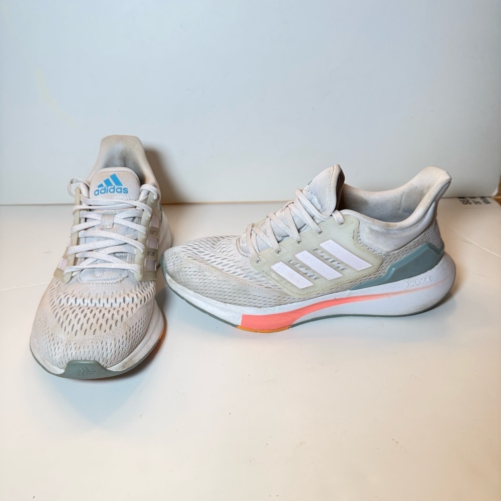 Womens Adidas EQ21 Running Shoes GZ0588 Dash Gray Acid Red Almost Pink Size 7